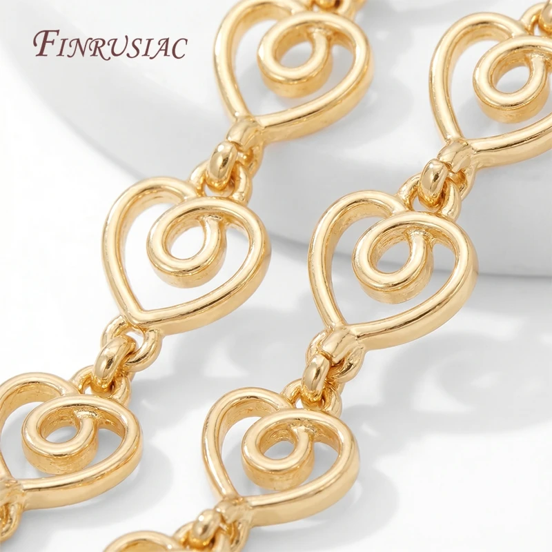 1M 14K Gold Plated Heart Link Chain Spool Hollow Swirl Heart Chain For DIY Necklace Bracelet Jewelry Making Supplies view 3