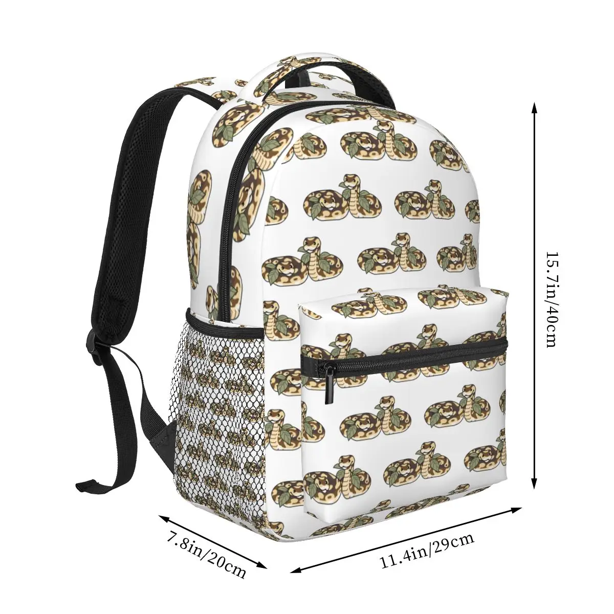 Mochilas Pythons fofas para crianças, mochilas escolares para meninos e meninas, mochila para laptop dos desenhos animados, bolsa de ombro, grande capacidade