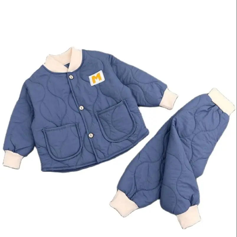 2023 fashion New Autumn Winter Kids Cotton Clothing Set For Boys Girls Cotton Padded Jackets+Pants Thicken Warm Baby Suit 0-6Y