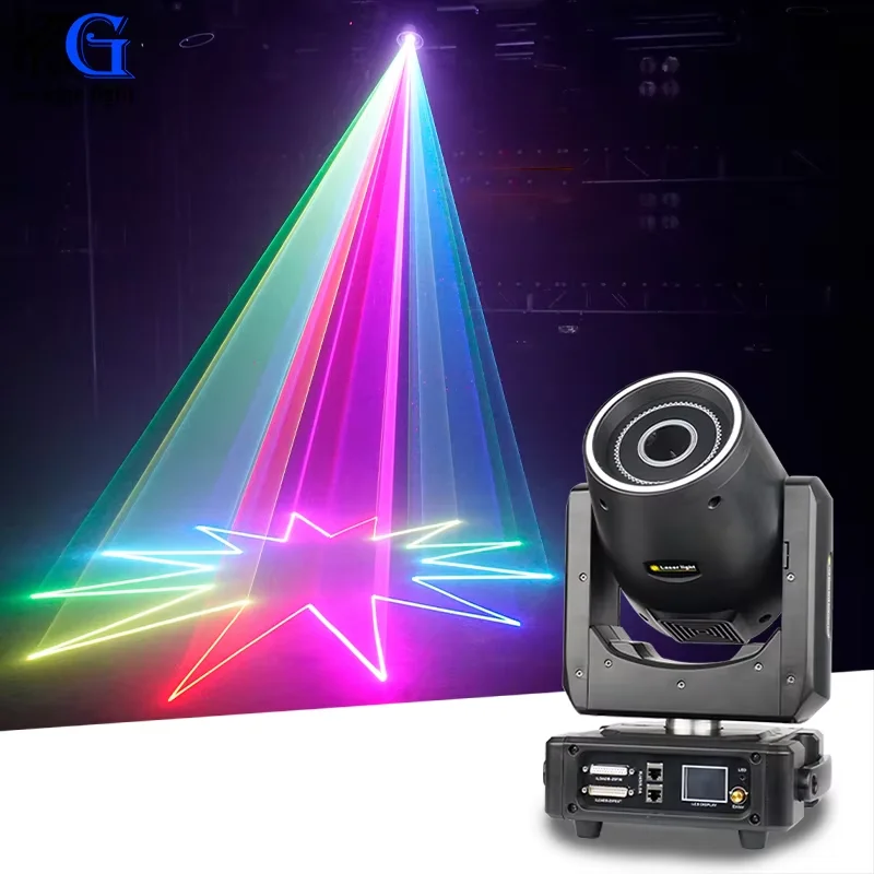 5/10w RGB Laser Moving Head Light ILDA 3D Aperture Wedding Laser Scanning DMX512 Party Disco Laser Light for Night Club