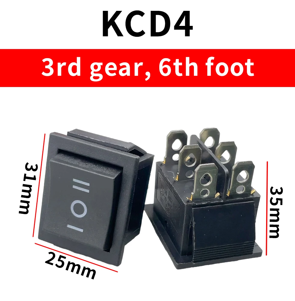 KCD4  black Rocker Switch Power Switch ON-OFF-ON 3 Position 3/6 Pins With Light 16A 250VAC/ 20A 125VAC KCD1  10A 125VA/ 6A 250V