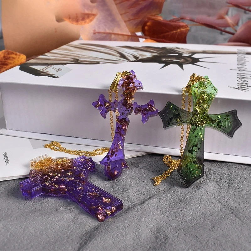 Various Styles Cross Earring Drop Glue Mold Diy Christmas Keychain Necklace Mold for Key Pendant Ornament Silicone Mold
