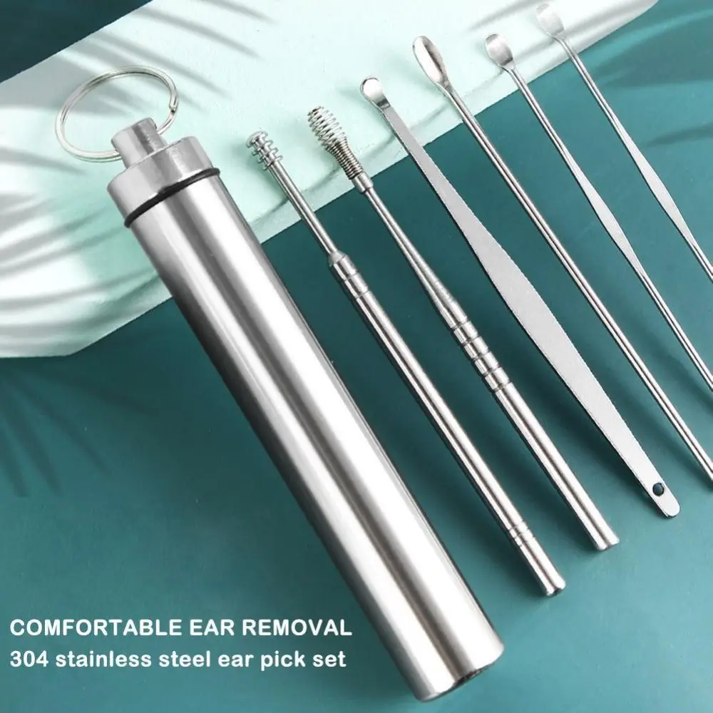 Stainless Steel Stainless Steel Ear Spoon Set Ear Picking Tools Silver Earpick Sticks Anti-slip handle