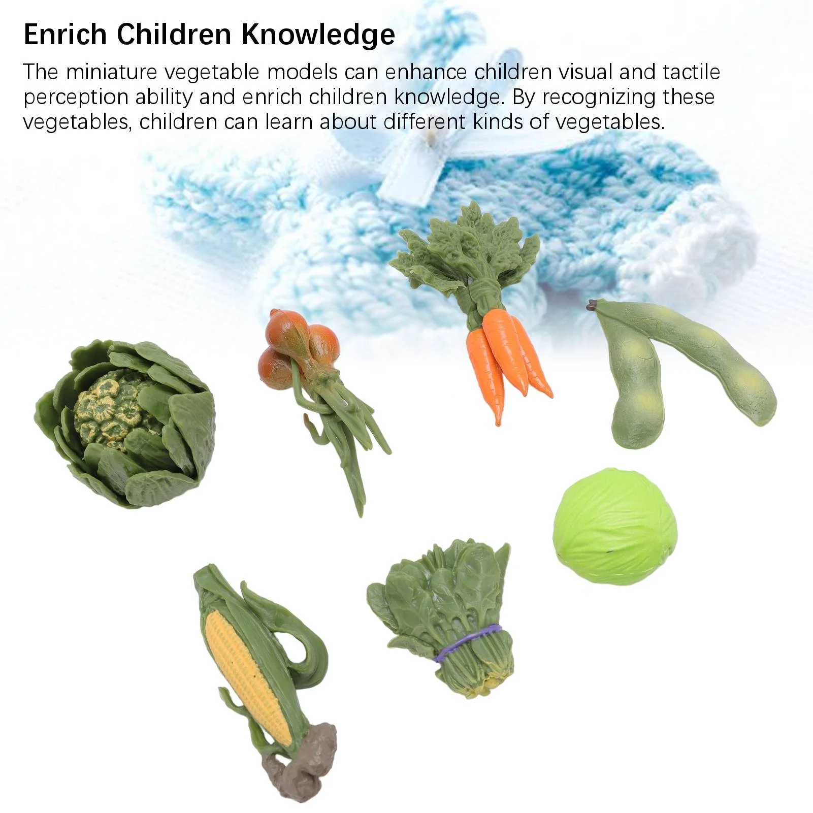 7pcs Simulated Vegetable Set Miniature Carrots Spinach Edamame Cognitive Early Educational Puzzle Toy