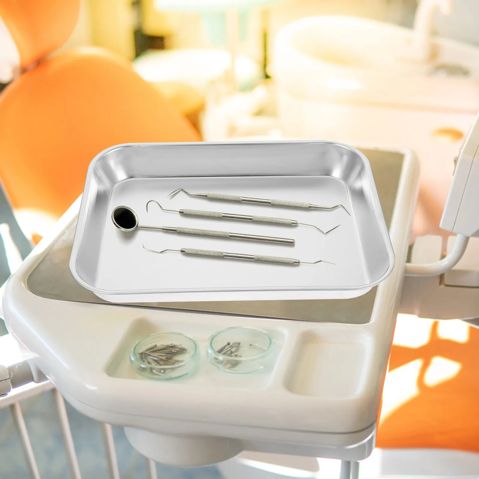 Stainless Steel Surgical Tray Square Instrument Plate Dressing Change Storage Plate Injection Tray