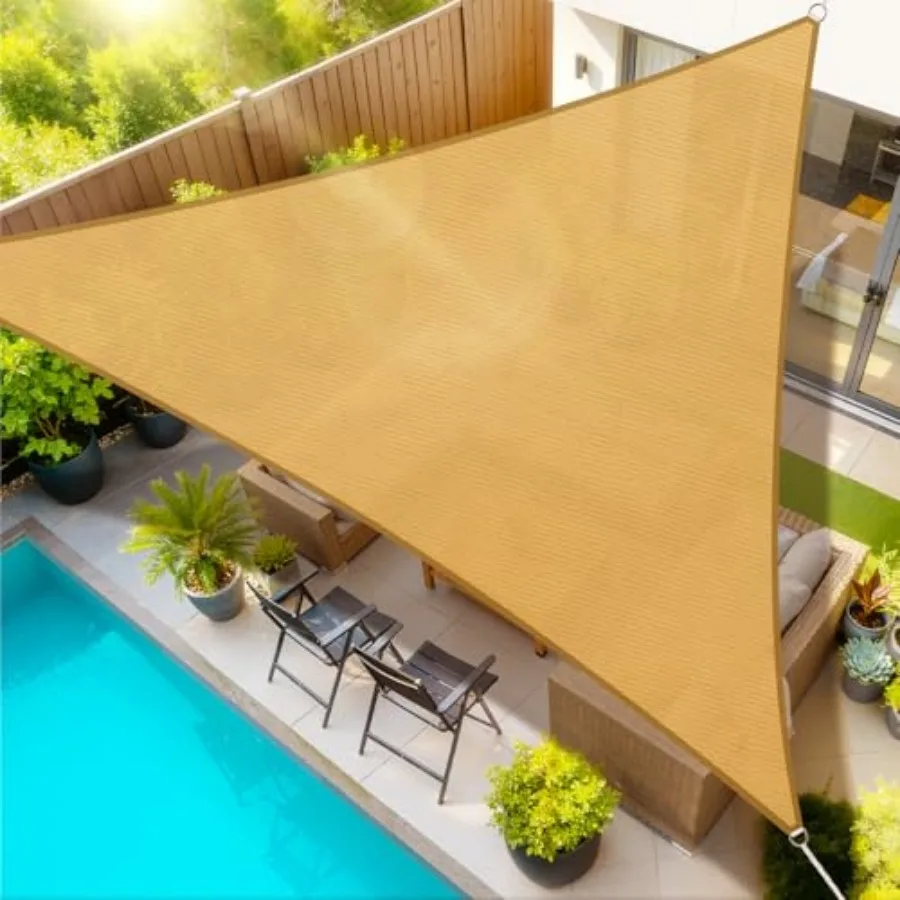 

Triangle Sun Shade Sail -, UV Block Awnings for Patio Shade with Ropes Resist Wear, Tear and Fade, Breathable Sunshades for Out