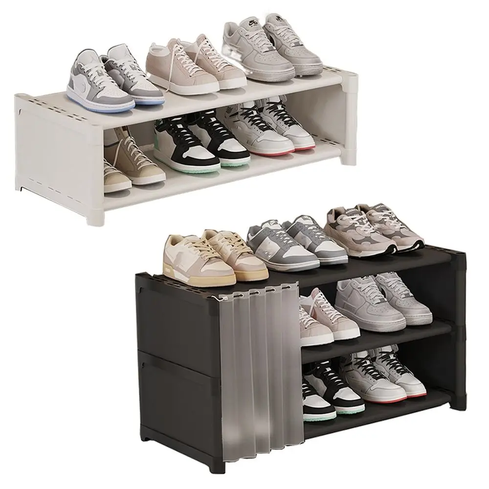 

Durable Dust Proof Cover Long Shoe Rack Space Saving Free Standing Shoe Cabinet Sturdy Double Row Shoe Storage Shelf Entryway