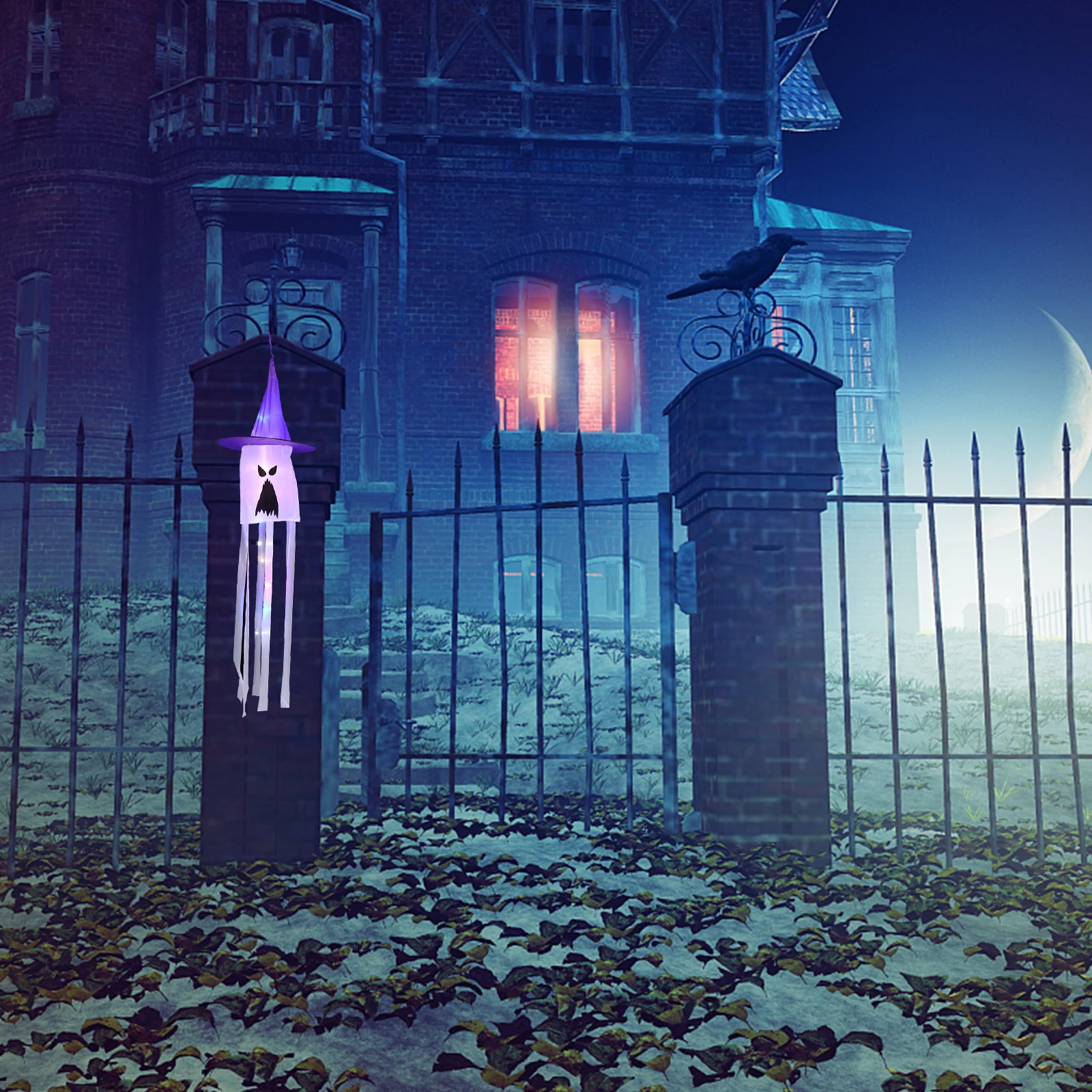 

1pc Luminous Halloween Themed Decoration Hanging Outdoor Indoor Ghost Pendant Wind Direction Indicator For Garden Balcony Yard