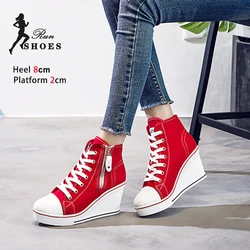 Sneakers For Women's 2024 New Fashion Lace Up Canvas Casual Shoes Woman Outdoor Walking Breathable Vulcanized Shoes Plus Size 43