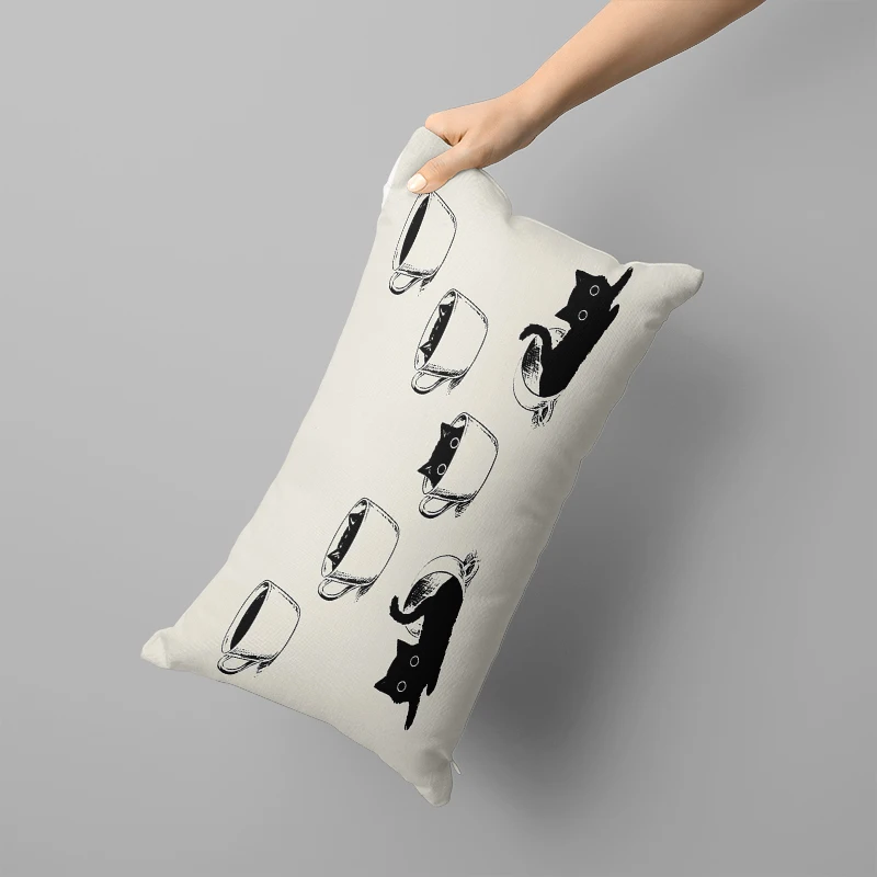 Cute Cat Cushion Cover Long Pillowcase Home Decoration Removable and Washable Multiple Sizes 30x50, 40x60, 50x70