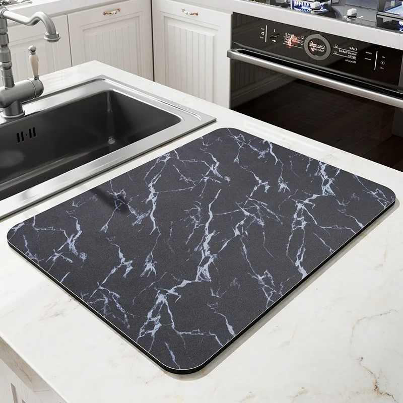 Kitchen Drainage Pad Diatomaceous Mud Absorbent Pad Countertop Kitchen Utensils Insulation Pad Tableware Wash Free Drying Pad