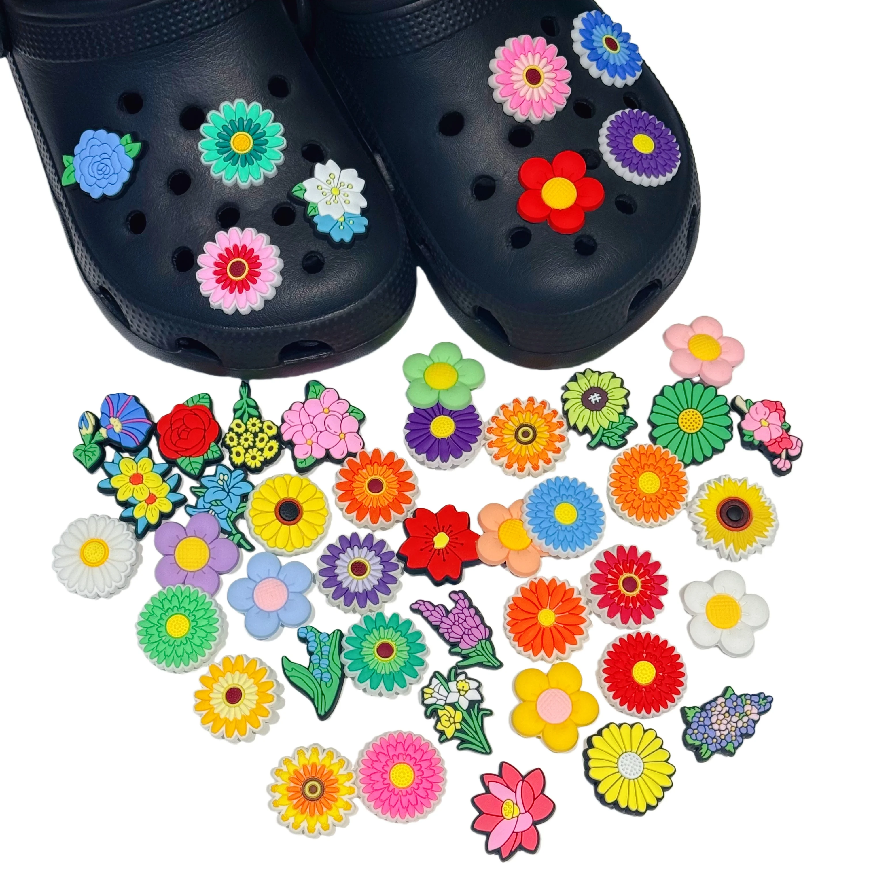 1/8/22Pcs Multicolor Beautiful Flowers Woman Favorite PVC Shoe Accessories Cute Shoe Buckle Charms Fit Party Present