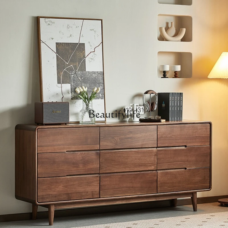 

North American black walnut simple storage cabinet living room home all solid wood storage chest