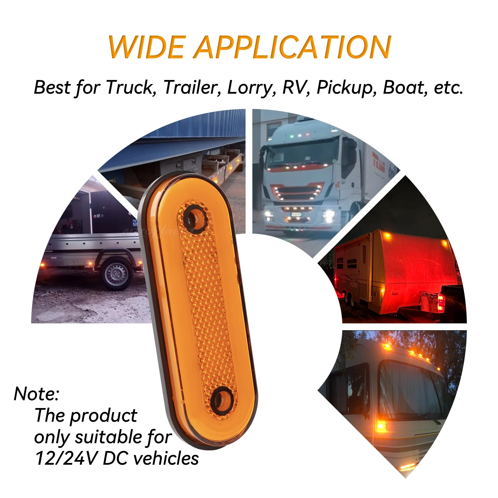 Orange Amber Side Marker Light Front Rear Yellow LED Clearance Signal Lamp Trailer Truck Pickup Bus 24V 12V Trailer Accessories