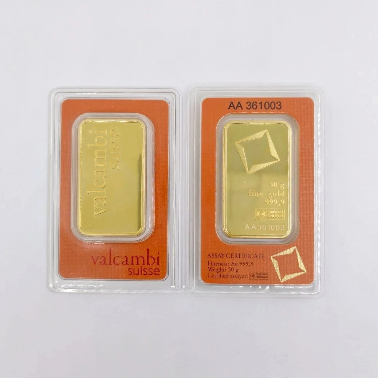 1g\2.5g\10g\20g\1oz\50g Swiss Orange Gold Bars Non-Magnetic Copper Crafts Gold Plated Bar Different Serial No. Home decor Gift
