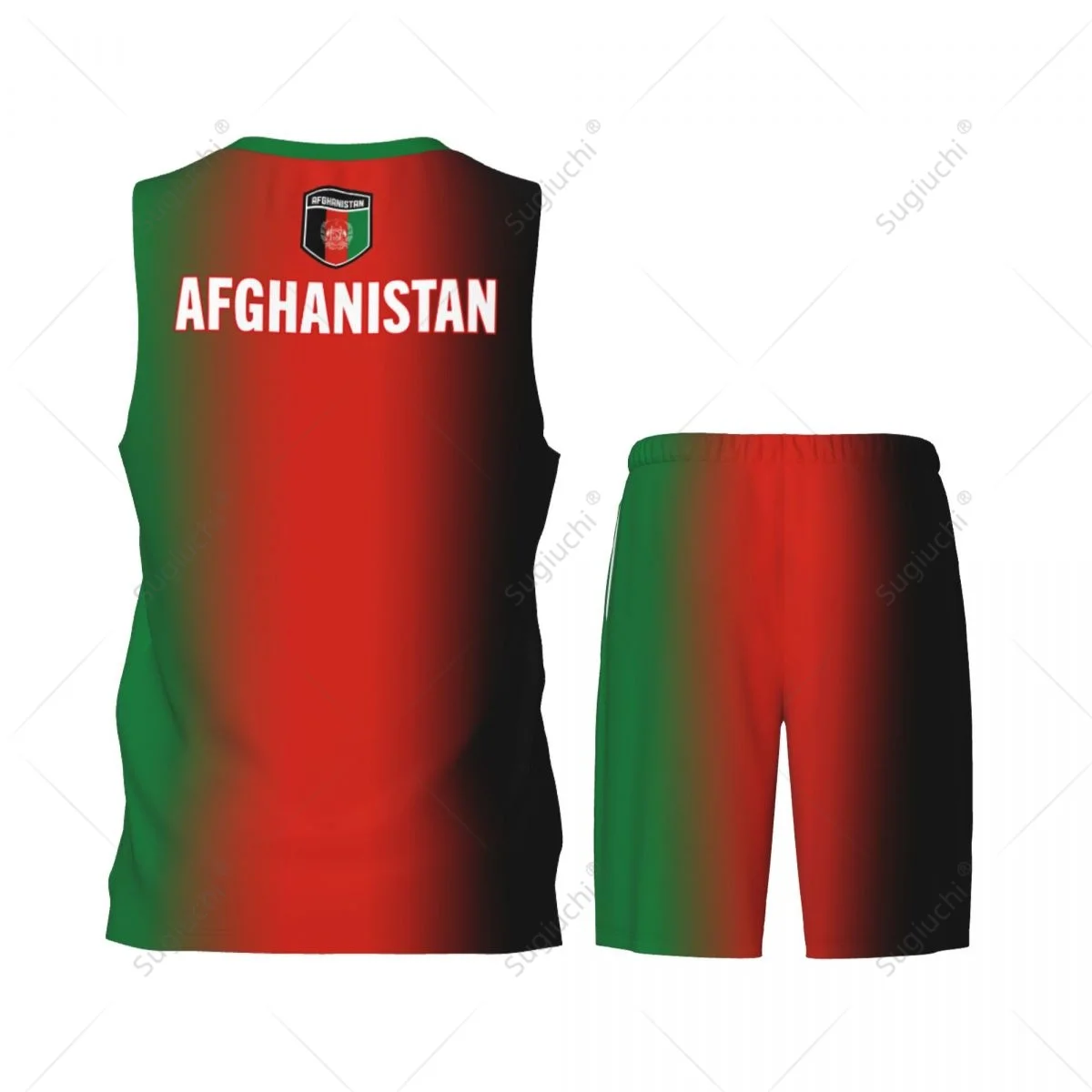 Men Afghanistan Flag Basketball Jersey Set Mesh Shirt & Pants Sleeveless Exclusive Team-up Custom Name Nunber Unisex