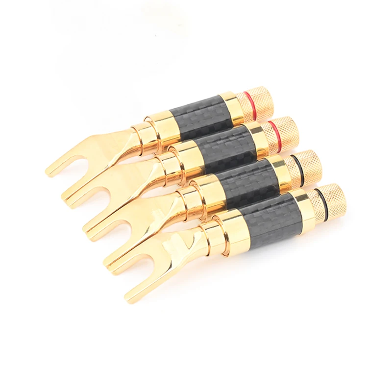 Hi-end 4 PCS HiFi Y Plug High Quality Carbon Fiber Gold-plated Banana Y Plug Jack for DIY Speaker Audio Cable