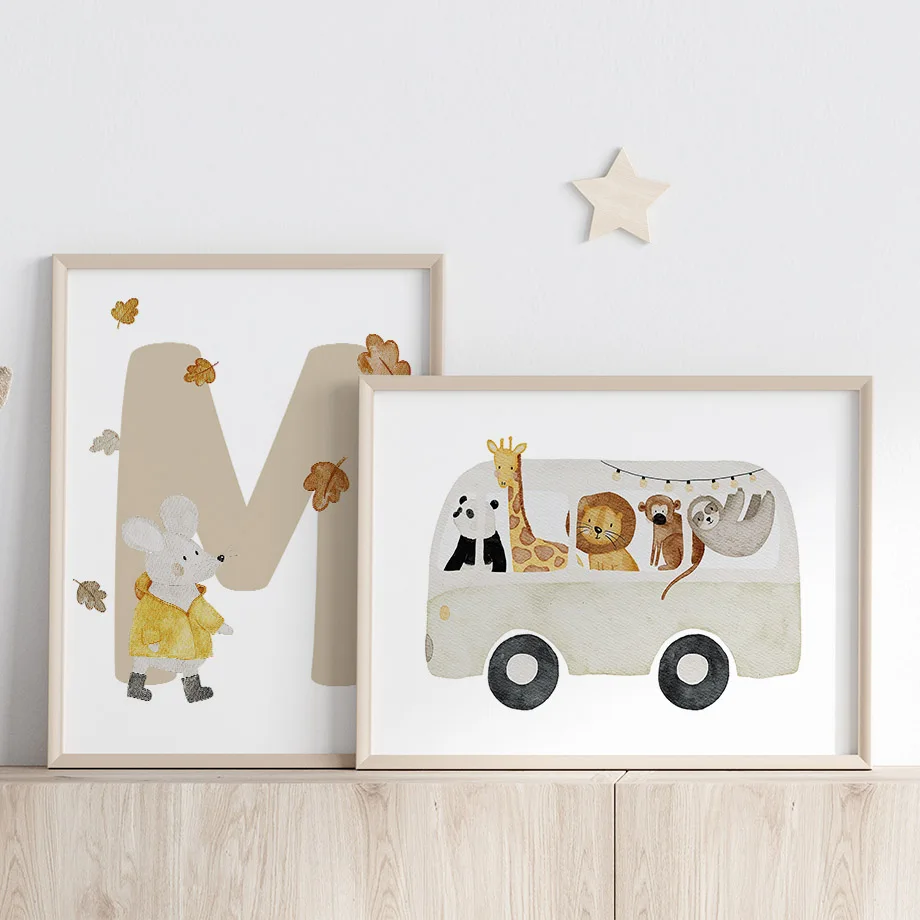 Boho Lion Fox Rabbit Monkey Sailing Voyage Wall Art Canvas Painting Nordic Posters And Prints Wall Pictures Baby Kids Room De