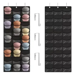 Clear over the Door Hat Rack Organizer with 27 Pockets And 3 Hooks Storage for Baseball Caps And Other Accessories