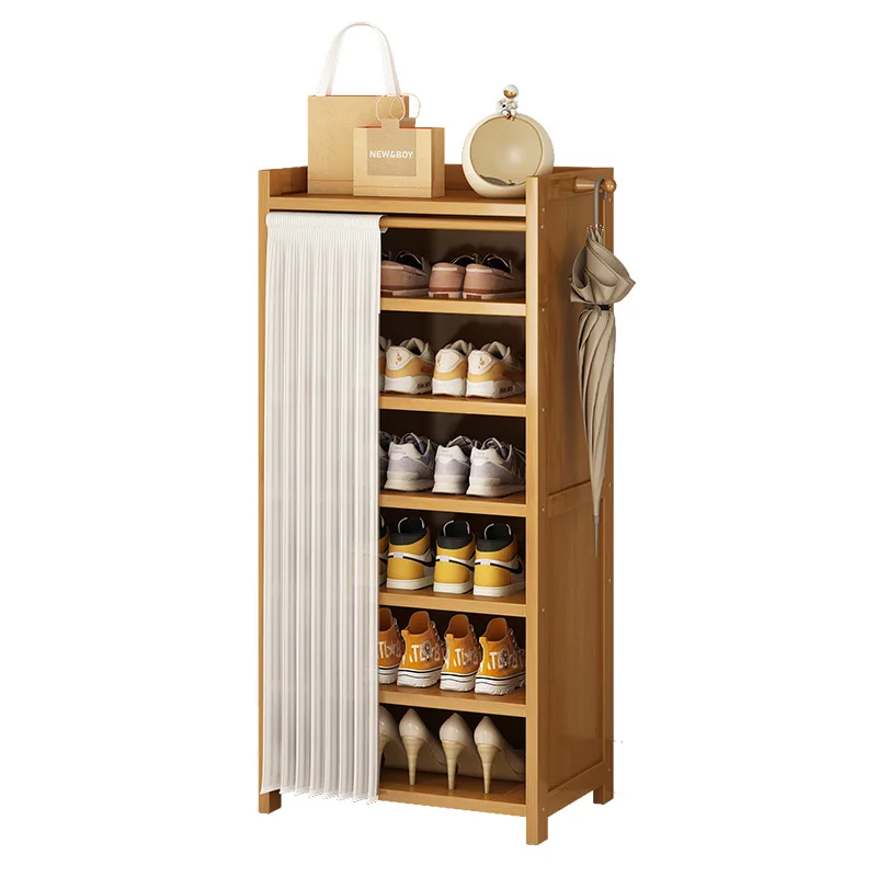 Modern Home Furnishing 50cm Bamboo Shoe Cabinet Simple Multi-layer Vertical Storage Dust-proof Storage Rack