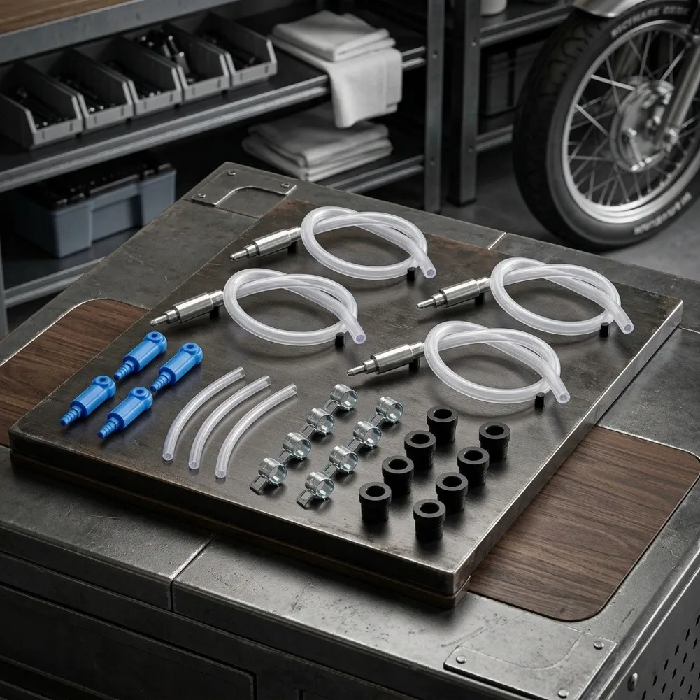 Brake Bleeder Hose Set 4 Pieces Featuring Built-in Ball Check Valves to Prevent Air Backflow During Brake Fluid Replacement