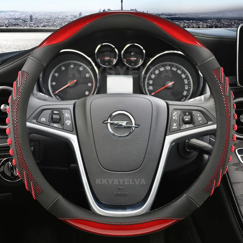 ألياف الكربون + الجلود غطاء عجلة القيادة سيارة لأوبل إنسيجنيا 2008-2013 أسترا (J) كاسكادا موكا 2012-2019 اكسسوارات السيارات