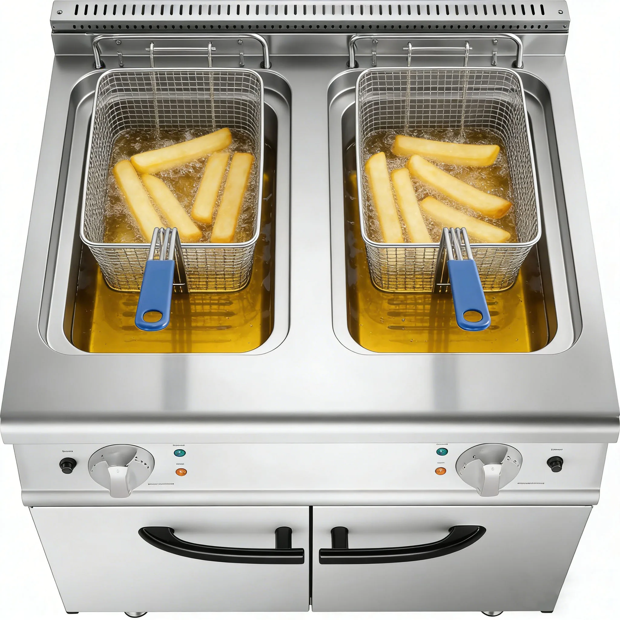For CPVKRY Commercial Grade Stainless Steel Easy To Clean 21L 2 Fryer 380V 18KW Electric Deep Fryer Equipment With Cabinet %*