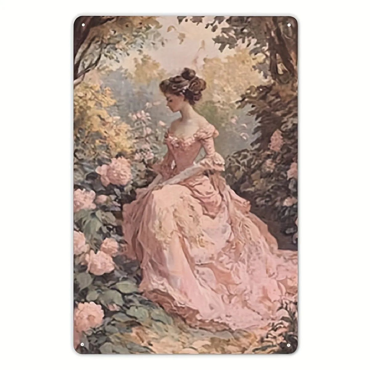 Metal Garden Wall Decor Sign, 8x12 Inch Rustic Floral Plaque, Outdoor Indoor Home Office Art with Hooks