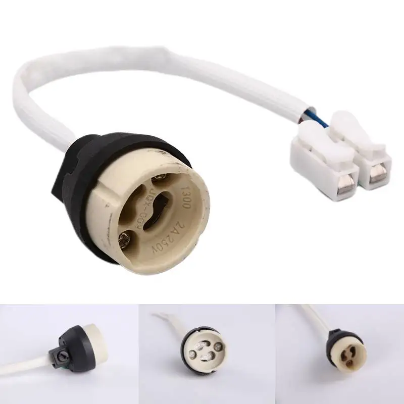 1Pc Socket Lamp Base Holder GU10 Bulb Light Adapter Connector Converter Ceramic Wire LED downlight accessories