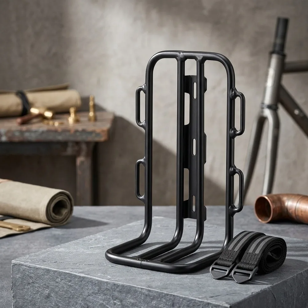 Three Point Mounting Bracket Front Fork Rack Cargo Bag Basket Holder CNC Aluminum Alloy For Bicycle For Touring Hiking Storage