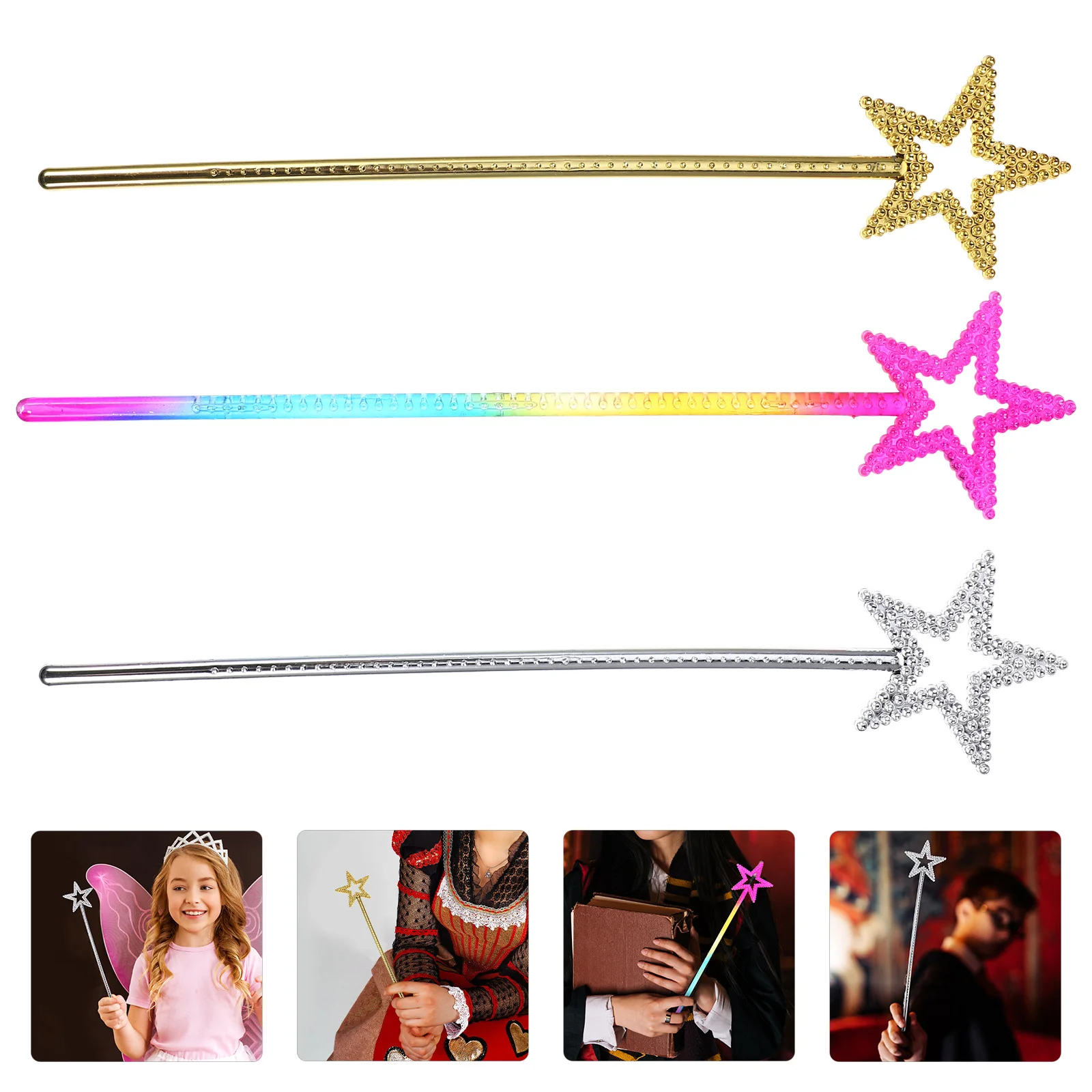 3Pcs Wand Fairy Stick for Girls Kids Dress Up Party Favor Prop Cosplay Accessory Costume Wand Birthday Holiday