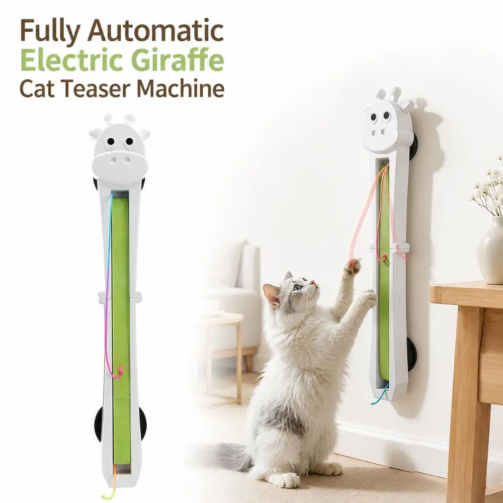 Fully Automatic Giraffe Cat Teaser Machine Throws Ropes Self-adhesive Electric Cat Teaser Rechargeable Automatically Tightens