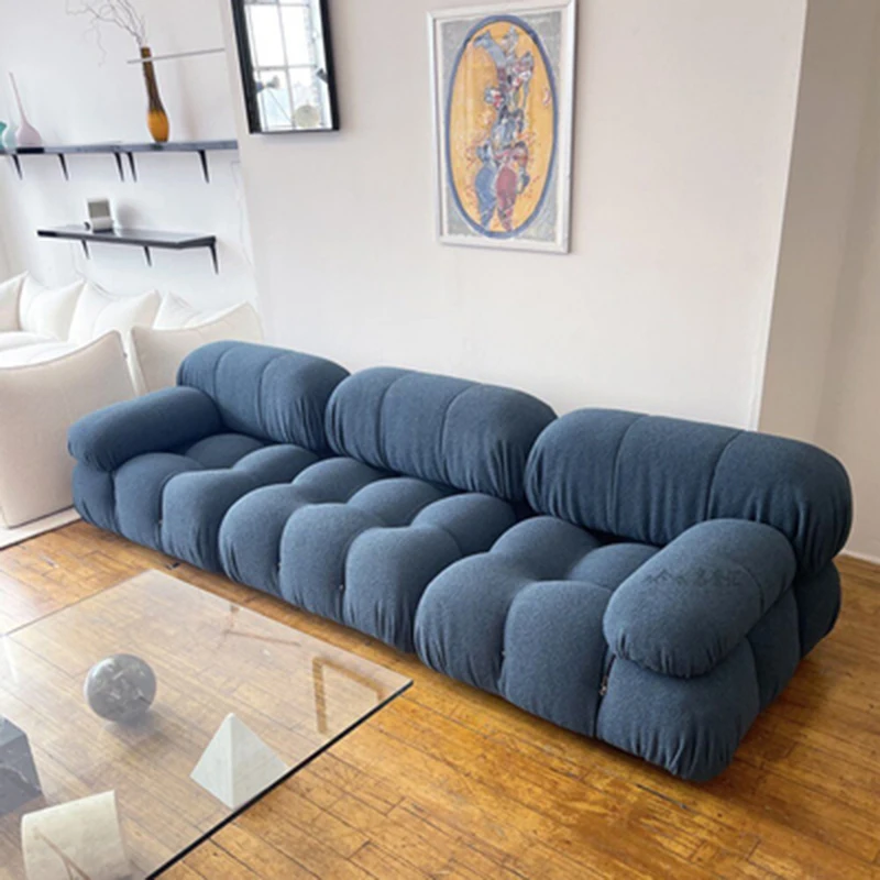 Niebieska Sofa z modułem Xxl drewniane nogi rozkładana rozkładana designerska kanapa podłogowa z dużym przekroju meble do sypialni Divano