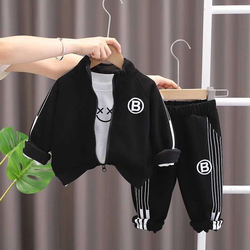

Baby clothes spring and autum fashionable pure cotton outer wear three-piece set 10 months old male and female baby spring clothes