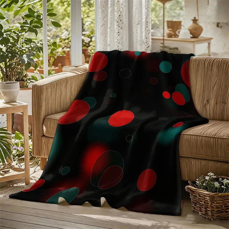 Festive Bubble Dots Flannel Blanket Warm Soft Halloween Christmas Decorative Couch Warm Cozy All-Season Gift