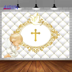 Baptism Photography Background Little Angel White Pigeon Religious Backdrop God Bless First Communion Christening Party Decor