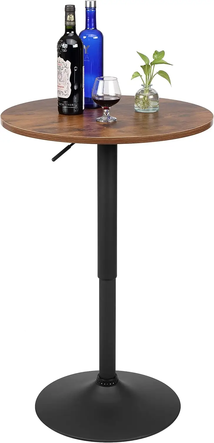 

Finnhomy 23.6Inches Round Cocktail Bar Table With Metal Base, Tall Bistro Pub Table, Adjustable 27.9''-35.4'' Counter Bar