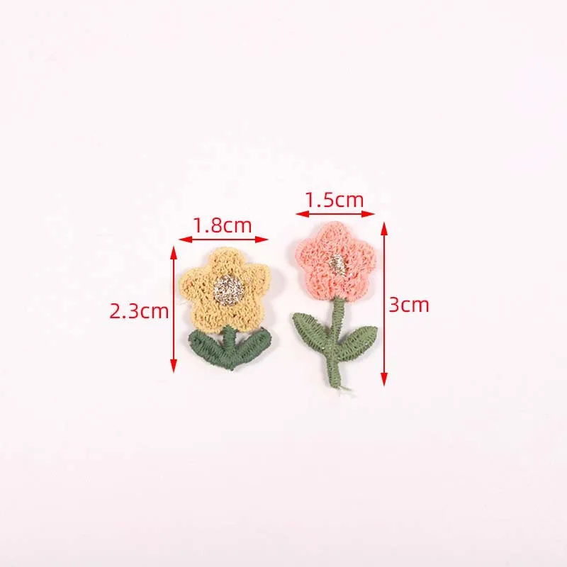 20PCS Colourful polyester leaves small flowers embroidery cloth stickers hair rope hairpin decorative accessories clothing hole