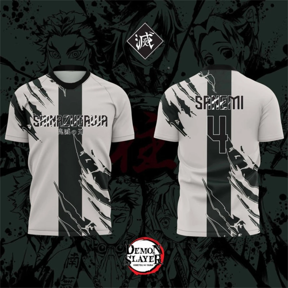 

2025 New SANEMI Demon Slayer Print Jersey Men Women Summer Casual Fashion Anime 3D Printed Short Sleeved Role-playing Clothing