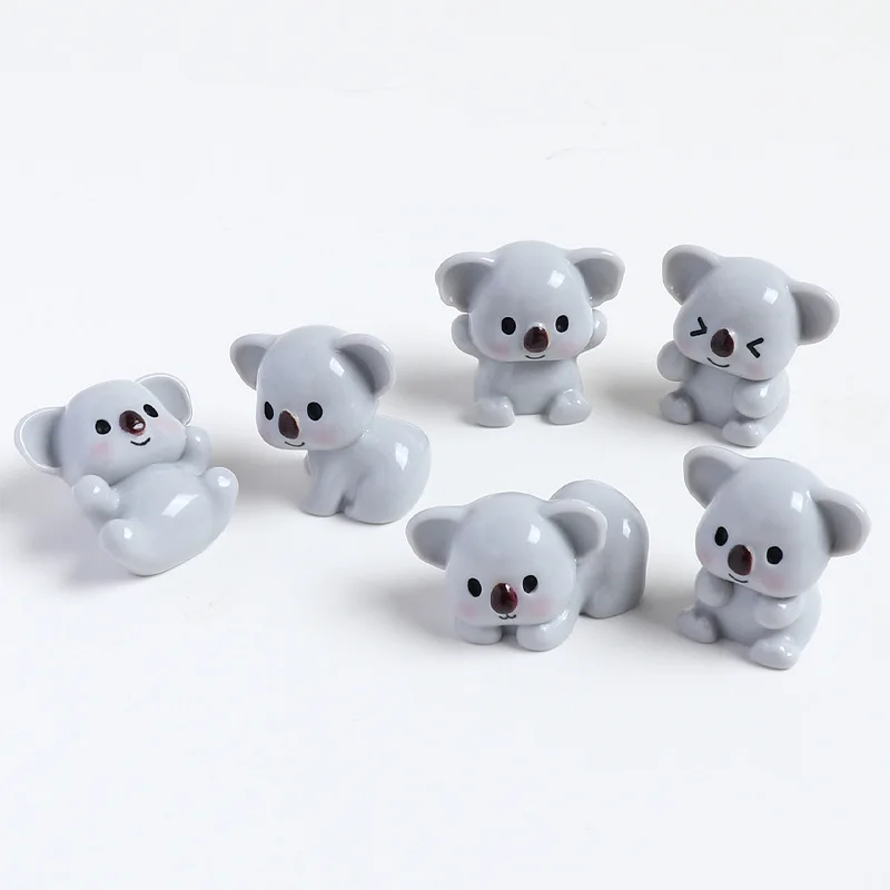 Mini Animal Resin Figurines Cute Grey Koalas Micro Landscape Dollhouse Decor DIY Accessories Gift