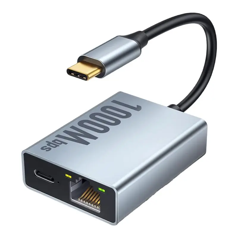 A31T USB Type C Ethernet Adapter 2-In-1 1000Mbps RJ45 Network Converter for Chromecast with for Google TV Plug and Play B
