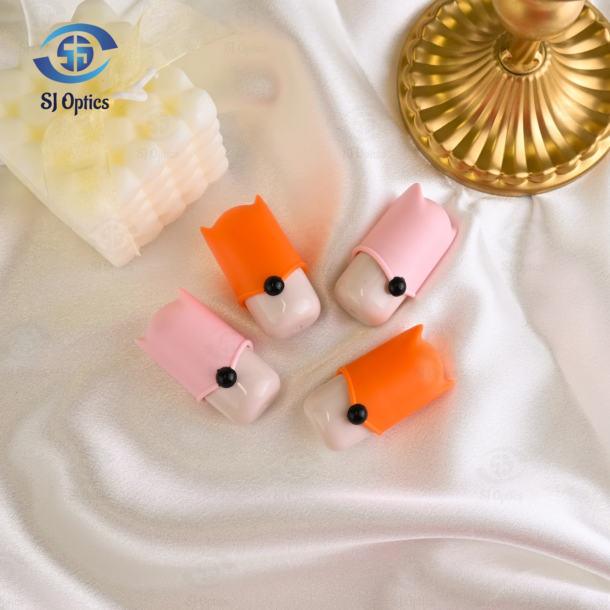 Mini Portable Fox Head Orange Pink Blue Color Contact Lens Case Travel Lenses Eye Contact Case