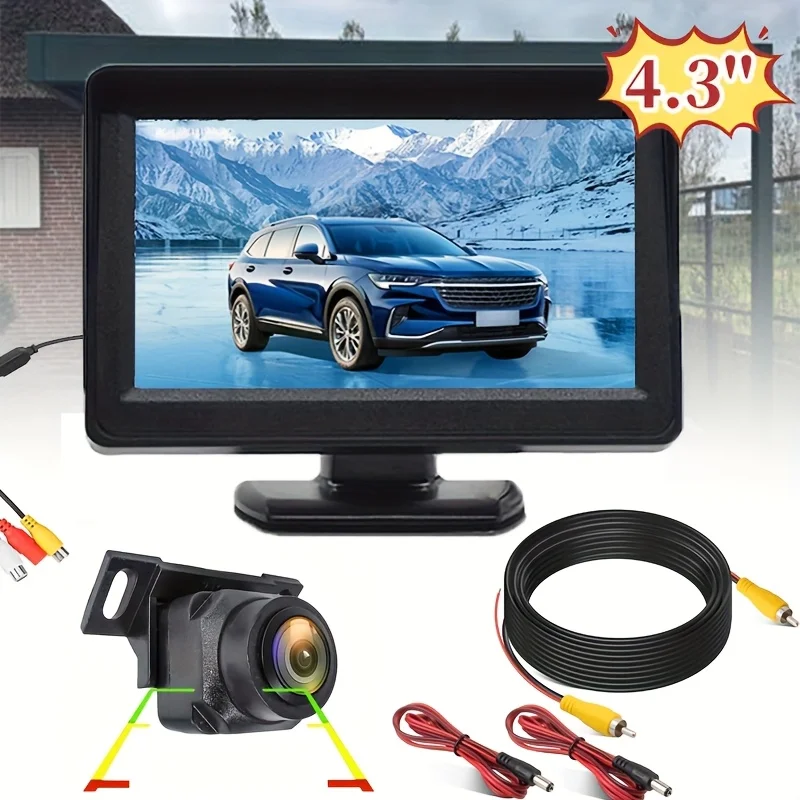 4.3inch monitor Backup Camera with Night Vision Easy Installation for Cars, Trucks, SUVs, Vans, and More - Durable ABS Material