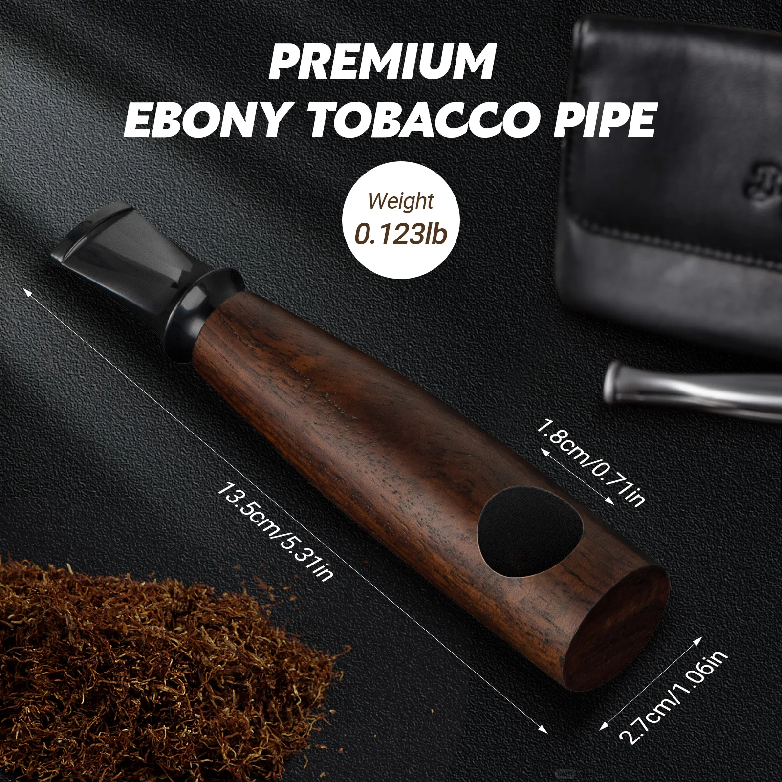 Tesonway Ebony Pipe Set with Pipe Pouch, 3-in-1 Scraper, Pipe Filter, Pipe Cleaner, Pipe Accessories, Portable Wooden Pipe