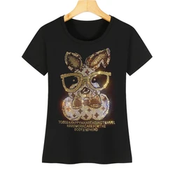 Internet celebrities, stars, diamonds, cartoons, fashionable women's T-shirts, summer short-sleeved T-shirts, cotton casual T-S