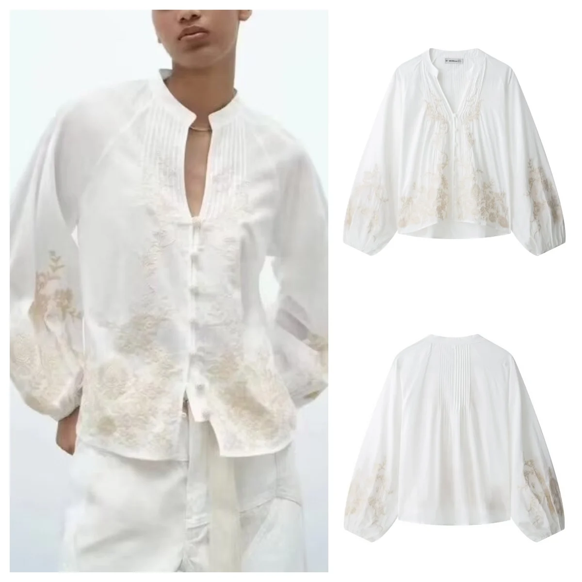 

European and American style 2025 early autumn new positioning embroidery loose casual long-sleeved shirt