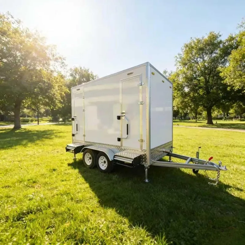 Luxury Portable Toilet Trailer ADA, Shower Restroom with Heat Air Conditioner, for Construction Events Outdoor Use