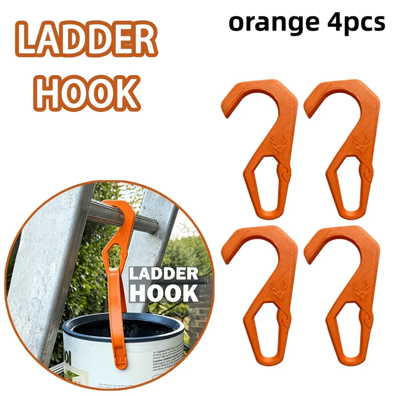 4Pcs Set Portable Ladder Hooks, Multi-Purpose Bucket & Tool Hanging Bracket for Wall & Roof Repair, Prevents Frequent Climbing