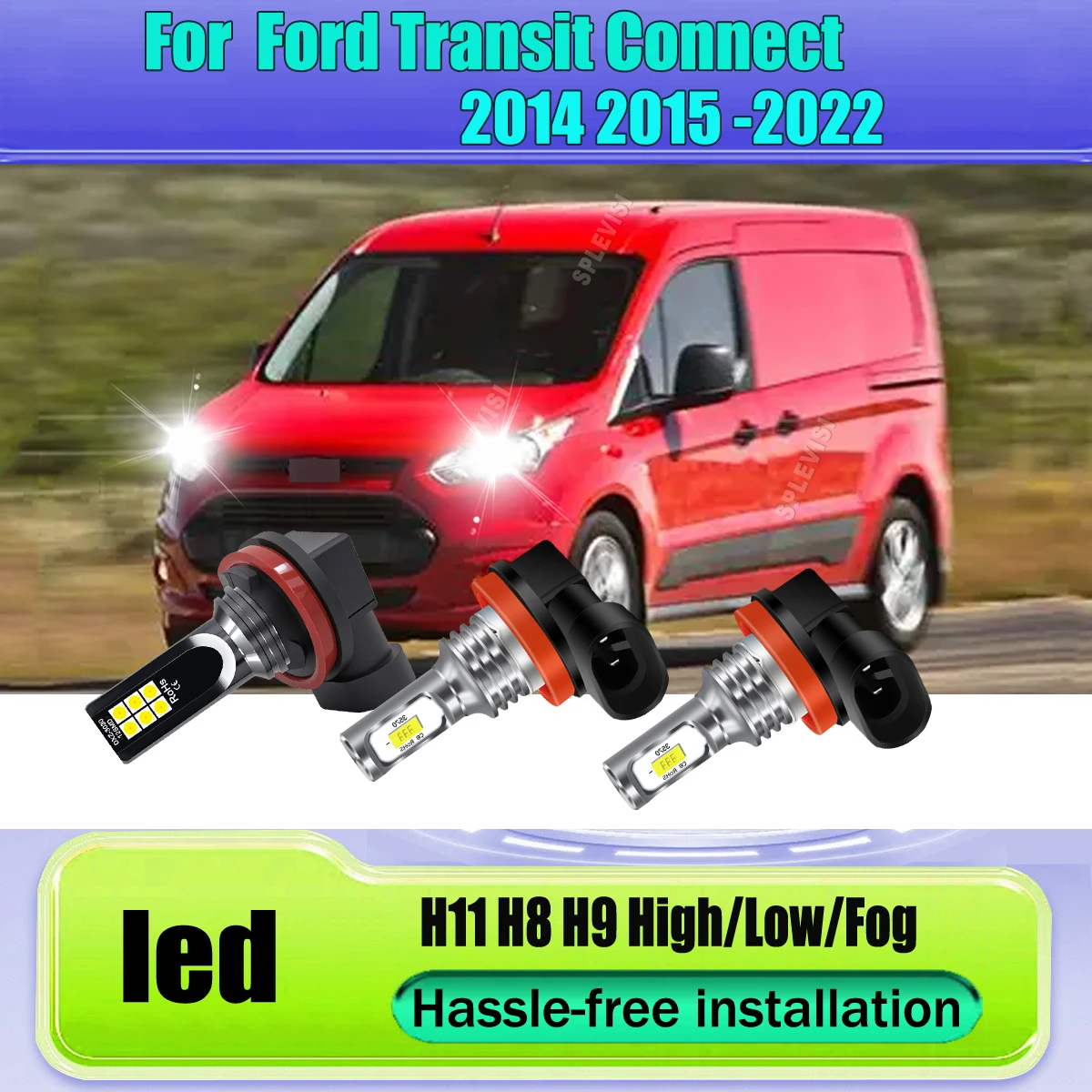 

LED Headlight High Low Beam Foglight Auto Replacement Lamp For Ford Transit Connect 2014 2015 2016 2017 2018 2019 2020 2021 2022