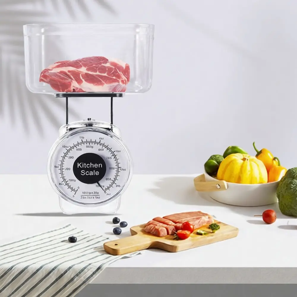 Kitchen Mechanical Scale Manual Spring Balance Baking Gadget Food Cooking Tool Plastic Tray Accurate Weight Ingredient Meter